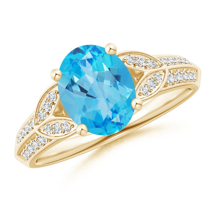 AAA - Swiss Blue Topaz / 2.43 CT / 14 KT Yellow Gold