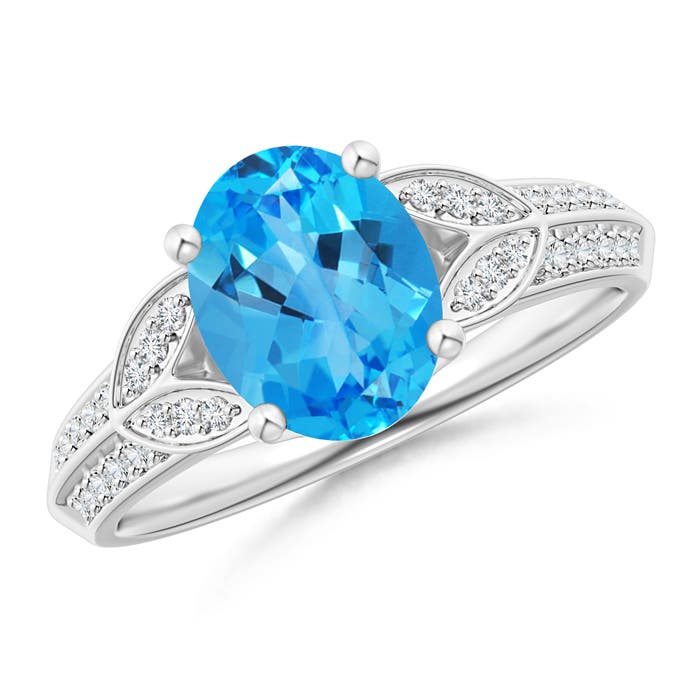 AAAA - Swiss Blue Topaz / 2.43 CT / 14 KT White Gold