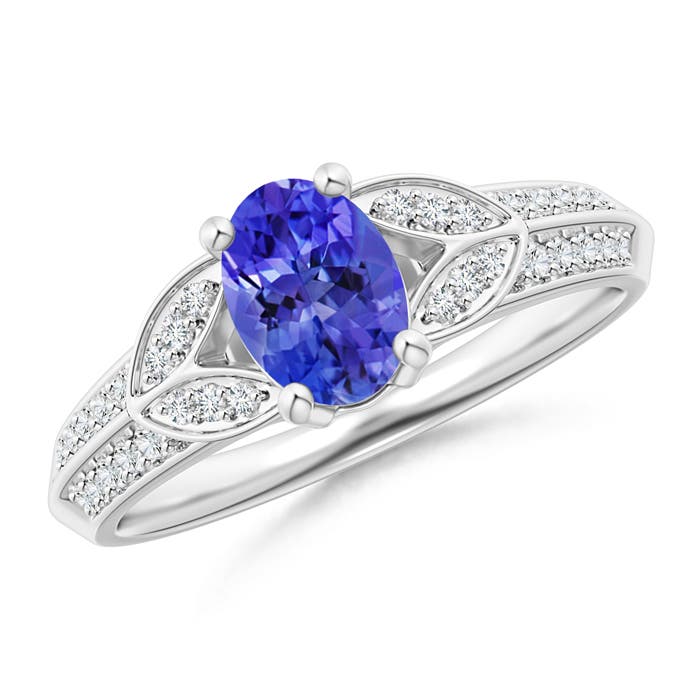 AAA - Tanzanite / 0.98 CT / 14 KT White Gold