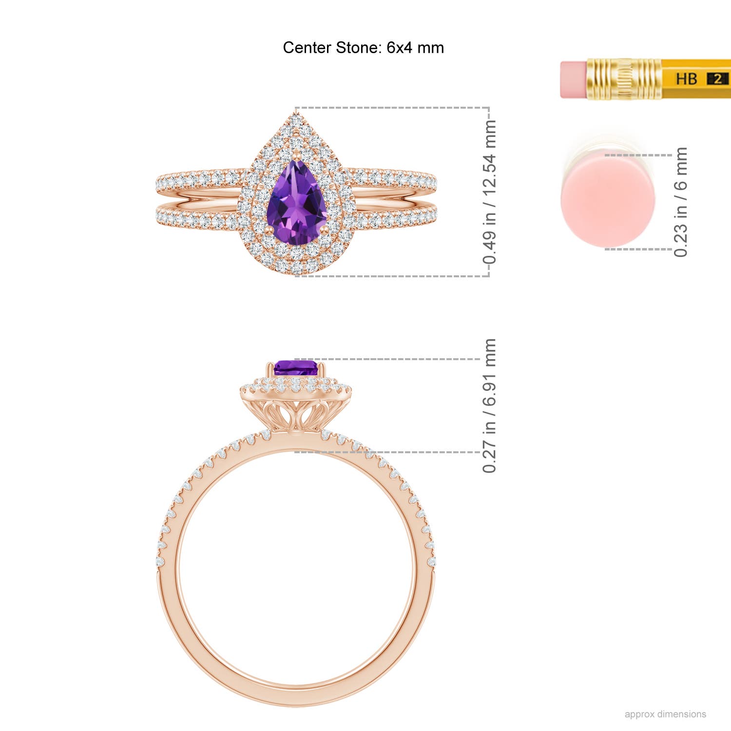 AAAA - Amethyst / 0.75 CT / 14 KT Rose Gold