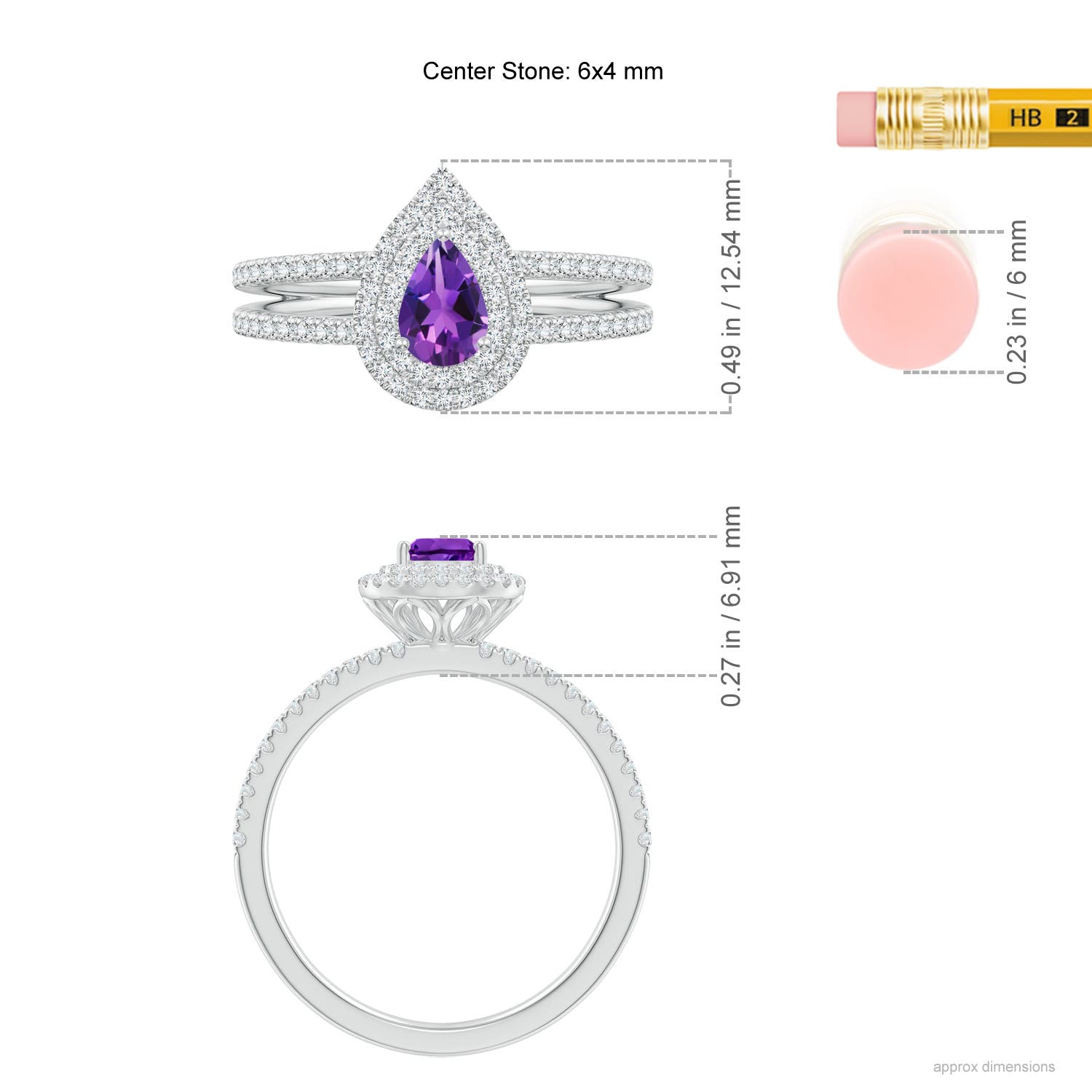 AAAA - Amethyst / 0.75 CT / 14 KT White Gold