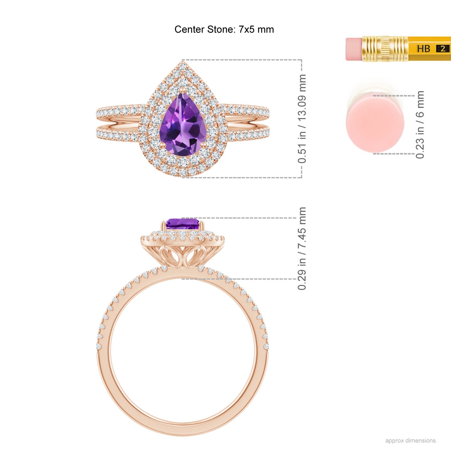 AAA - Amethyst / 1.04 CT / 14 KT Rose Gold