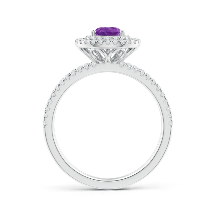 7x5mm AAA Split Shank Pear Amethyst and Diamond Double Halo Ring in White Gold product image