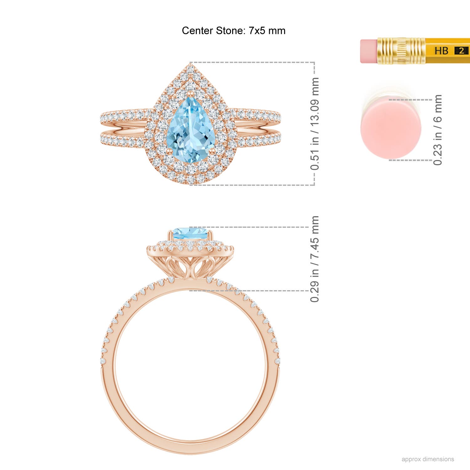 AAAA - Aquamarine / 0.97 CT / 14 KT Rose Gold