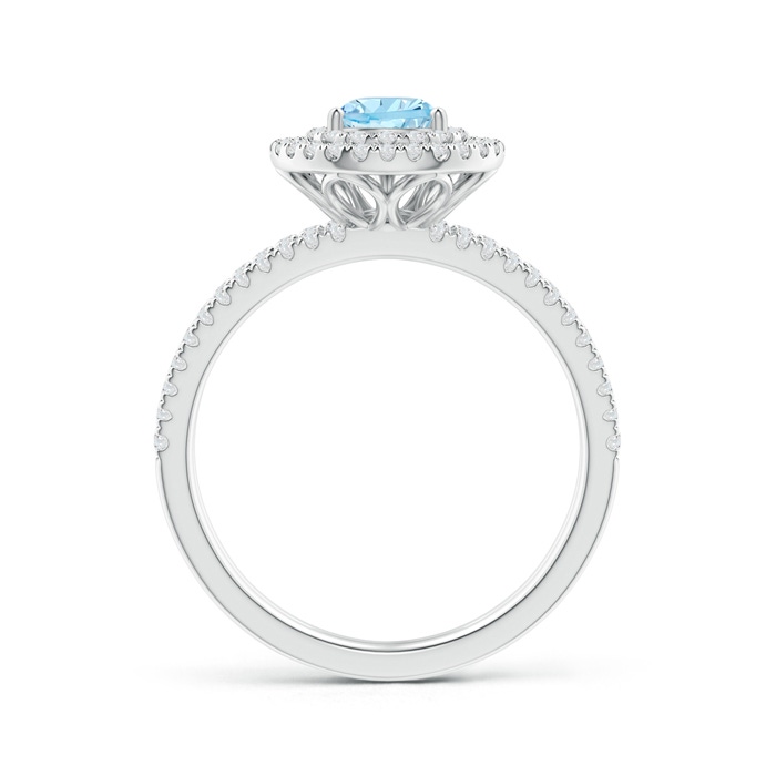 7x5mm AAAA Split Shank Pear Aquamarine and Diamond Double Halo Ring in White Gold product image