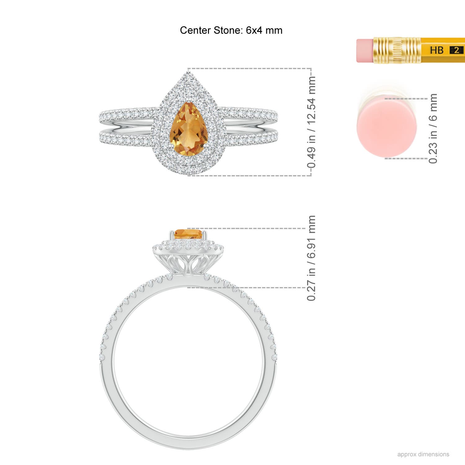 A - Citrine / 0.76 CT / 14 KT White Gold