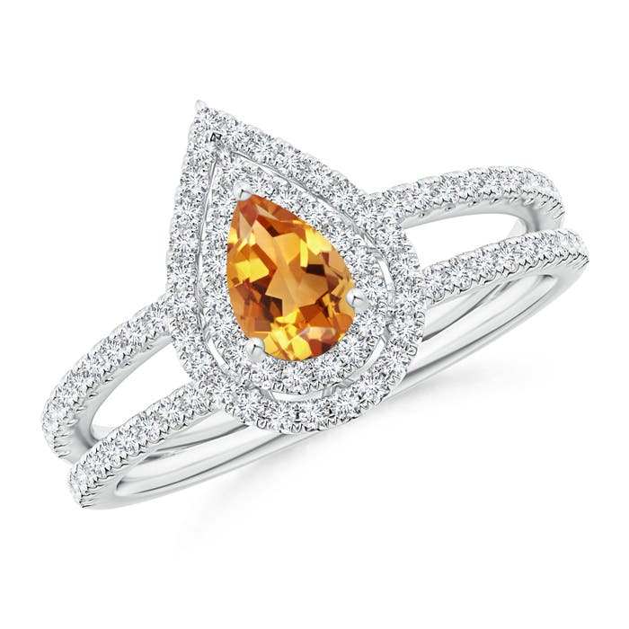 AA - Citrine / 0.76 CT / 14 KT White Gold