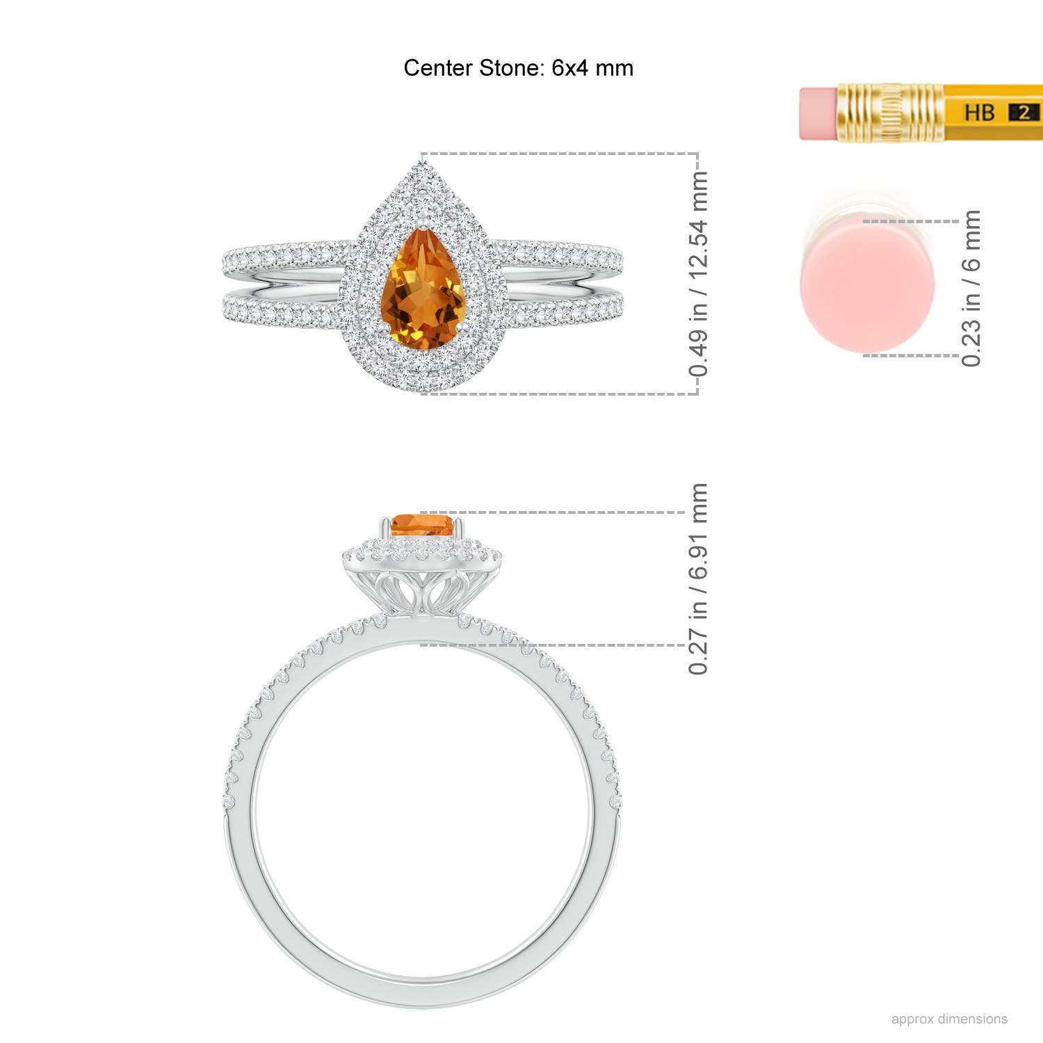 AAA - Citrine / 0.76 CT / 14 KT White Gold