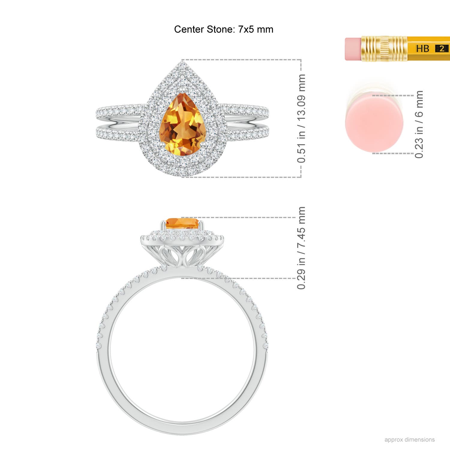 AA - Citrine / 1.02 CT / 14 KT White Gold