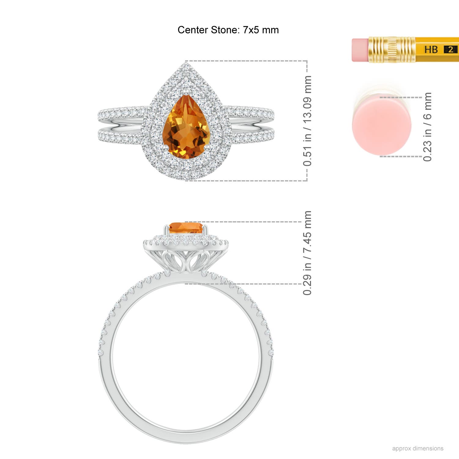 AAA - Citrine / 1.02 CT / 14 KT White Gold