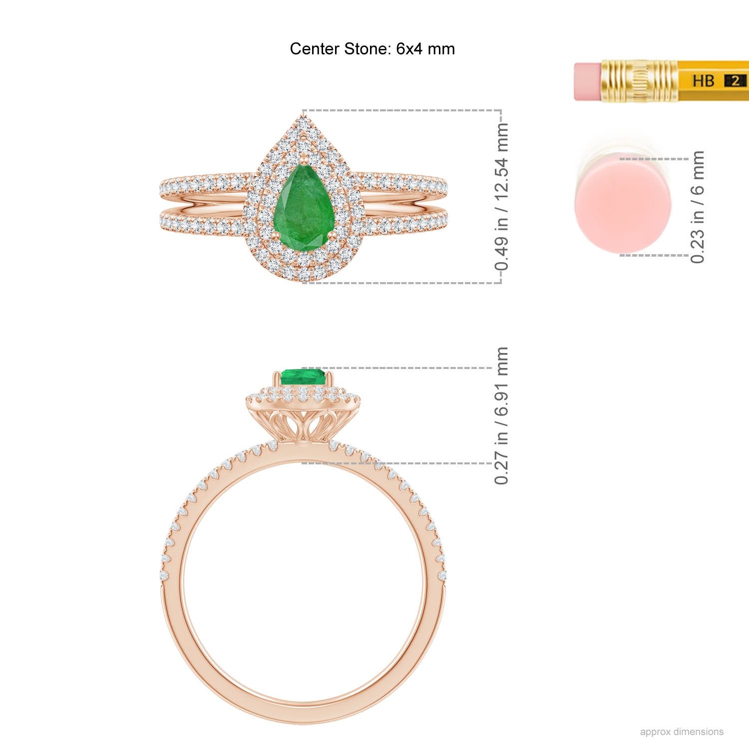 A - Emerald / 0.78 CT / 14 KT Rose Gold