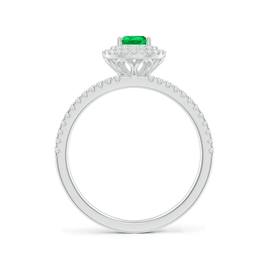 6x4mm AAA Split Shank Pear Emerald and Diamond Double Halo Ring in White Gold side-1