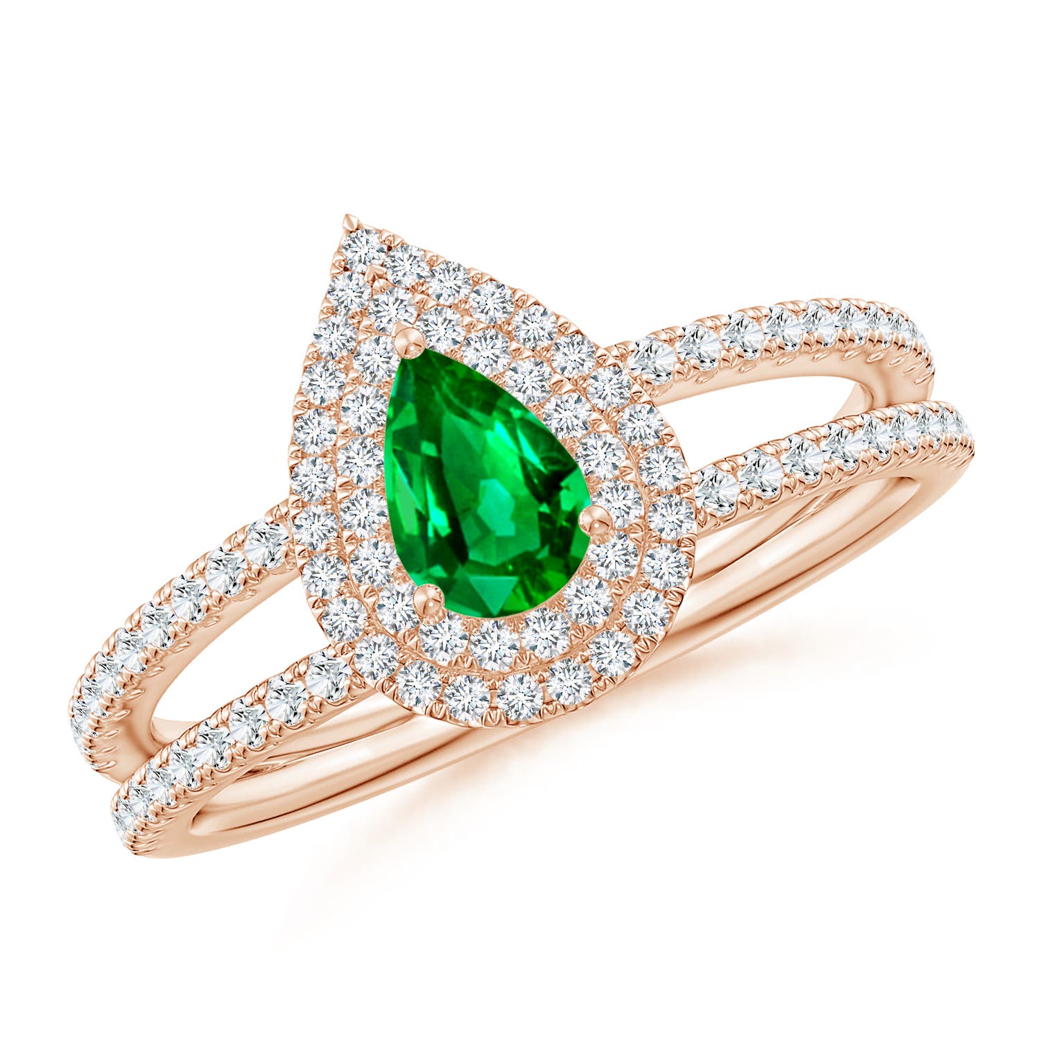 AAAA - Emerald / 0.78 CT / 14 KT Rose Gold