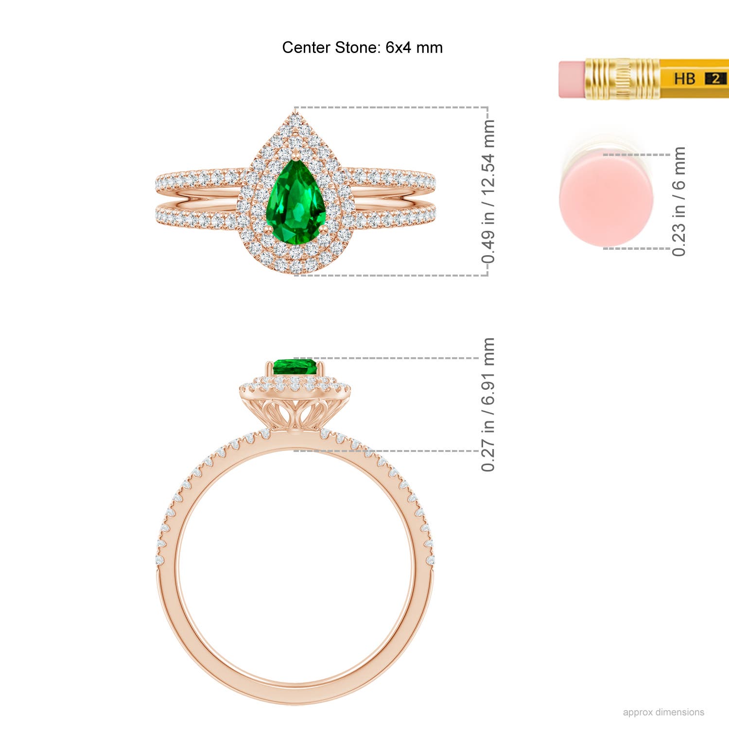 AAAA - Emerald / 0.78 CT / 14 KT Rose Gold