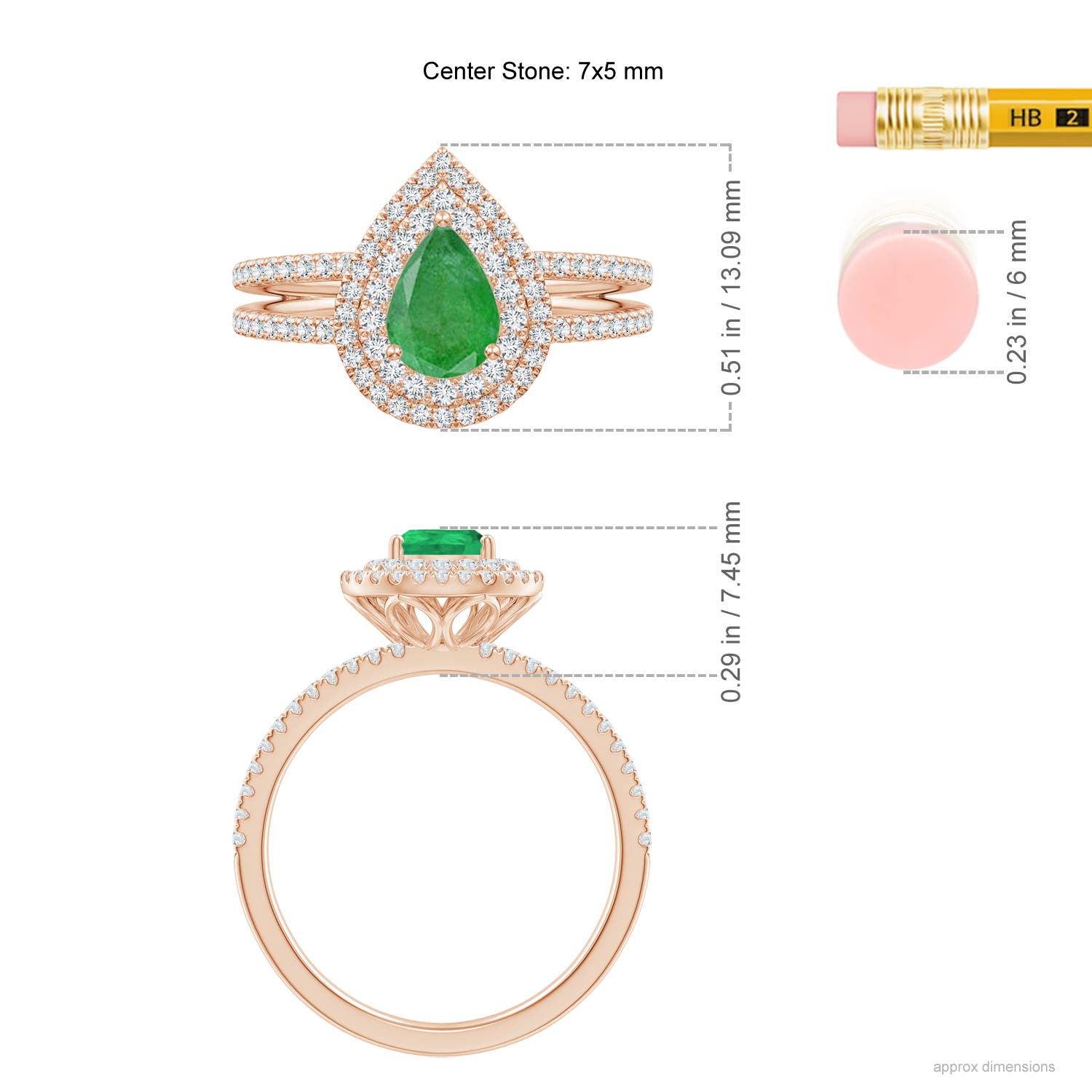 A - Emerald / 1.05 CT / 14 KT Rose Gold