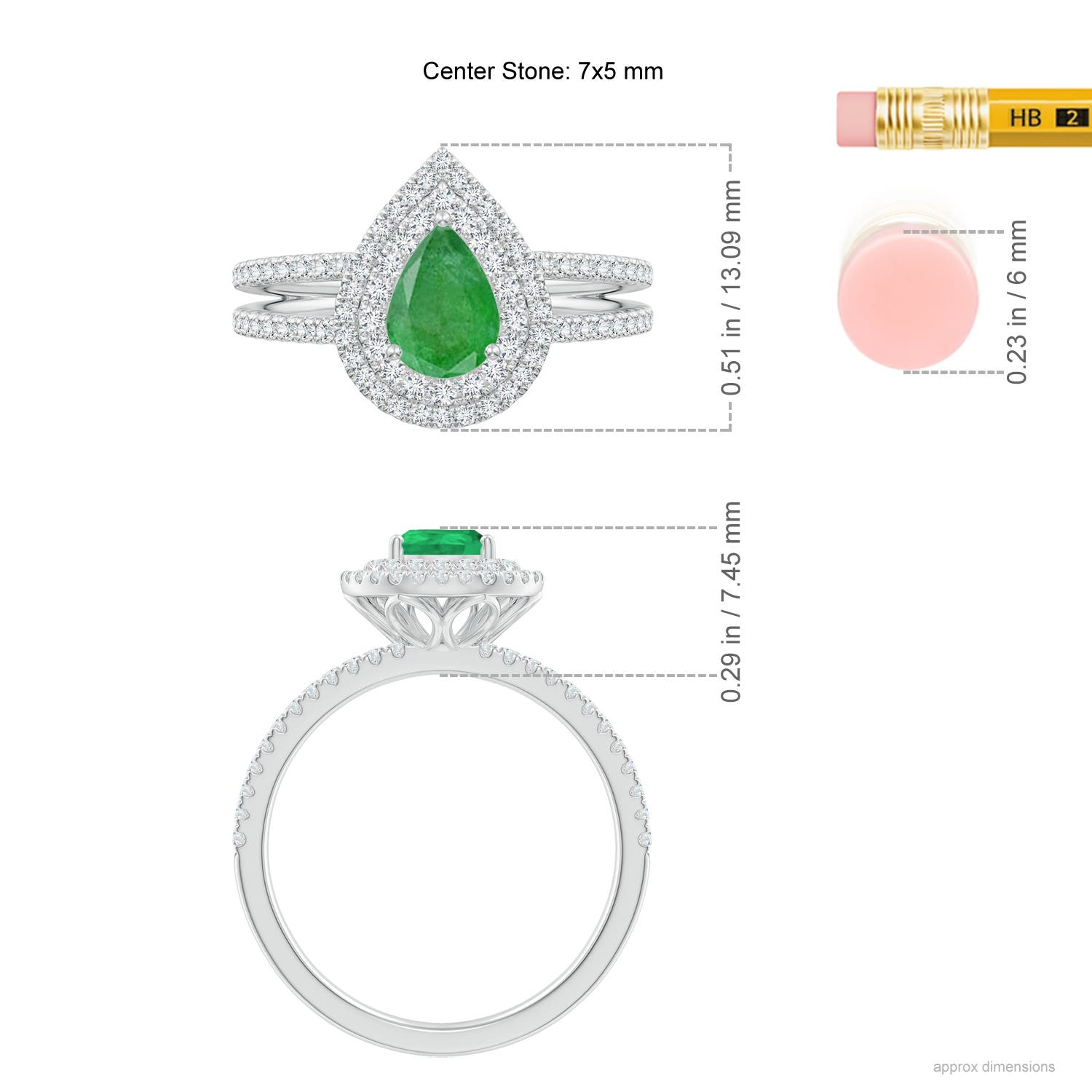 A - Emerald / 1.05 CT / 14 KT White Gold