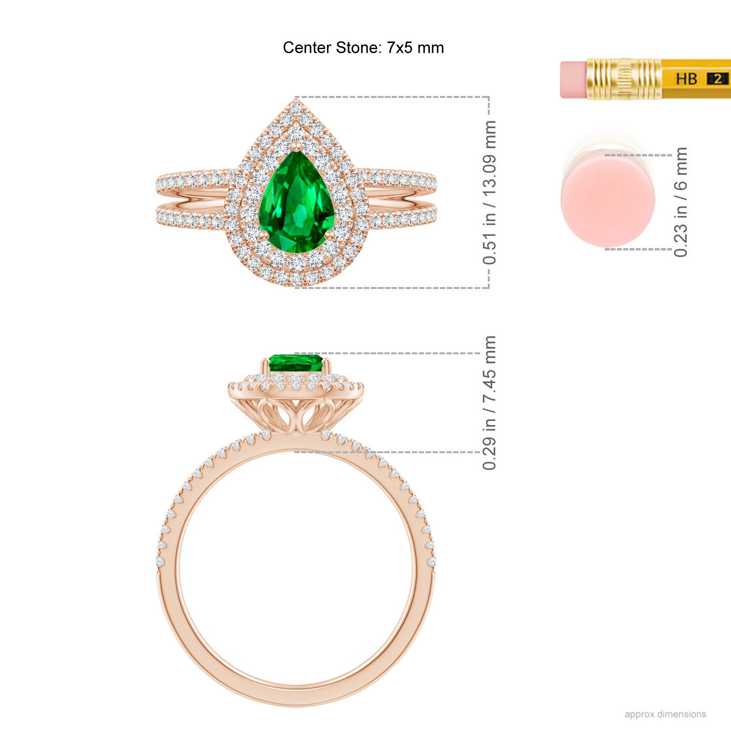 AAAA - Emerald / 1.05 CT / 14 KT Rose Gold