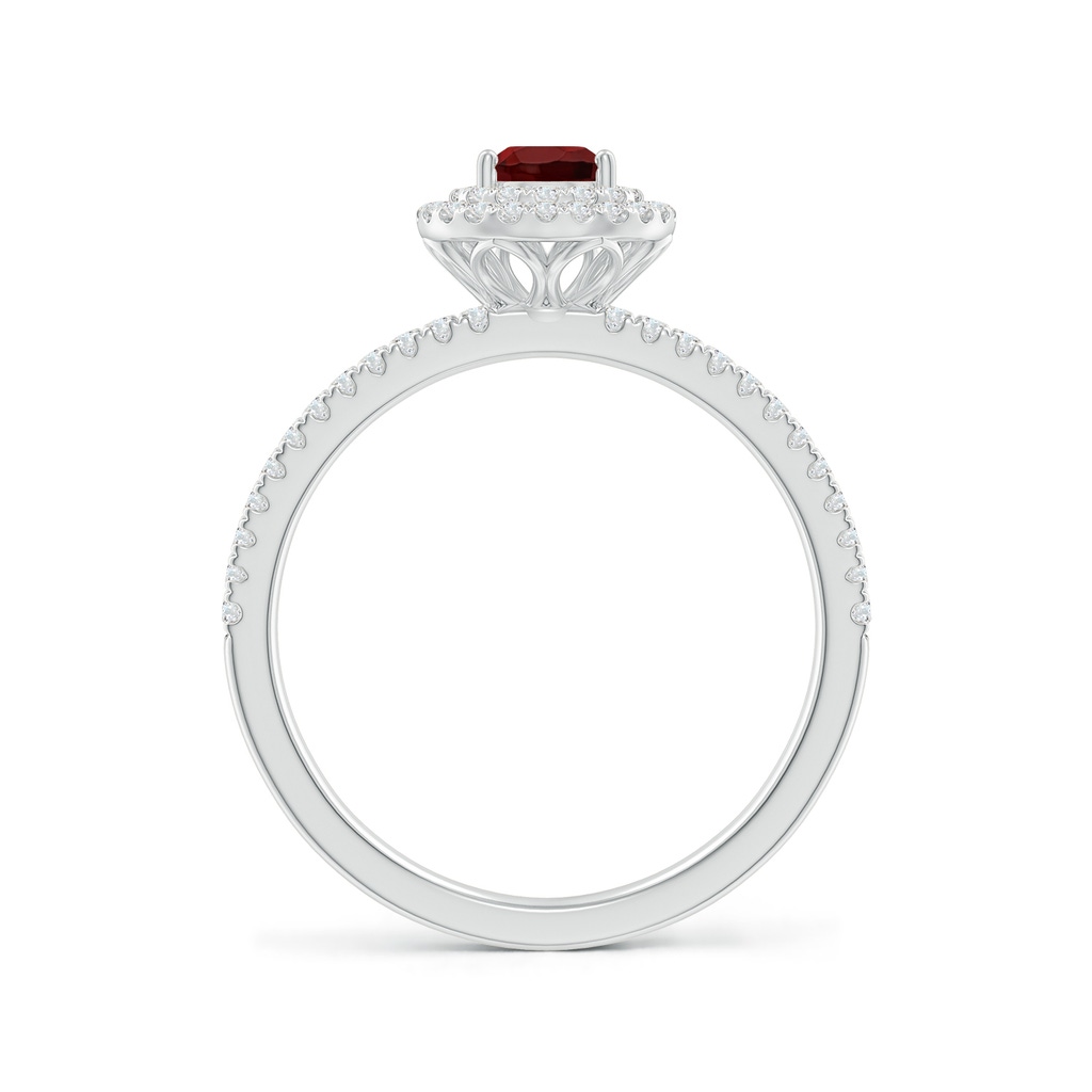 6x4mm AAA Split Shank Pear Garnet and Diamond Double Halo Ring in White Gold Side-1