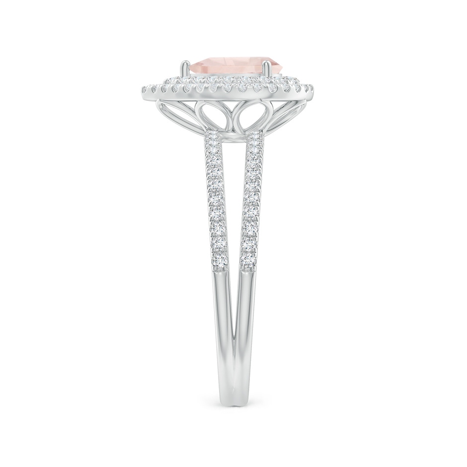 7x5mm A Split Shank Pear Morganite and Diamond Double Halo Ring in 10K White Gold side-2