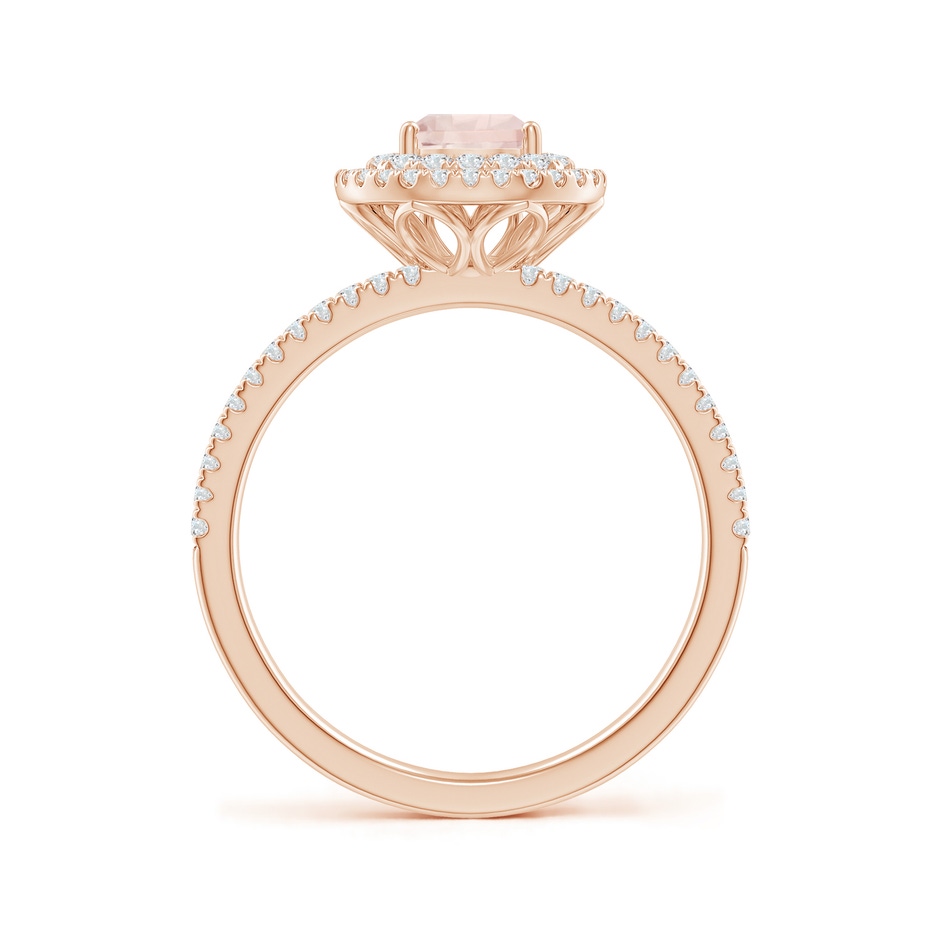7x5mm A Split Shank Pear Morganite and Diamond Double Halo Ring in Rose Gold side-1