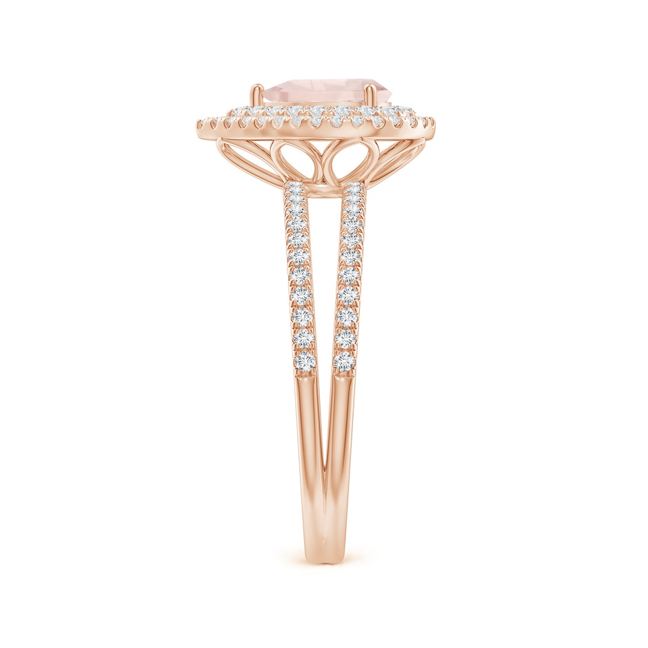 7x5mm A Split Shank Pear Morganite and Diamond Double Halo Ring in Rose Gold side-2