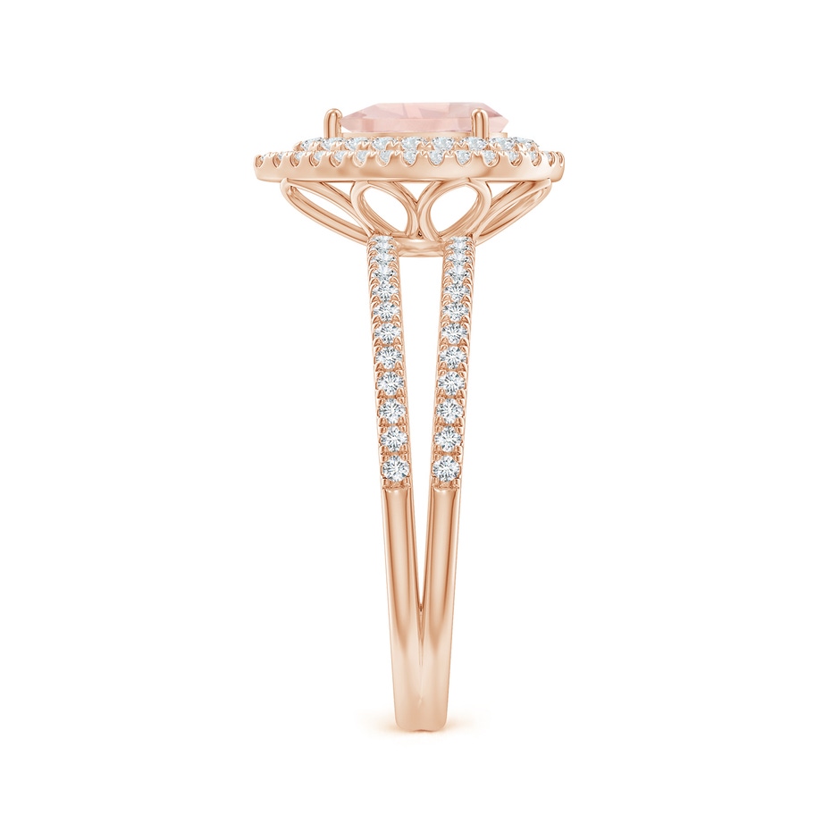 7x5mm AA Split Shank Pear Morganite and Diamond Double Halo Ring in Rose Gold side-2