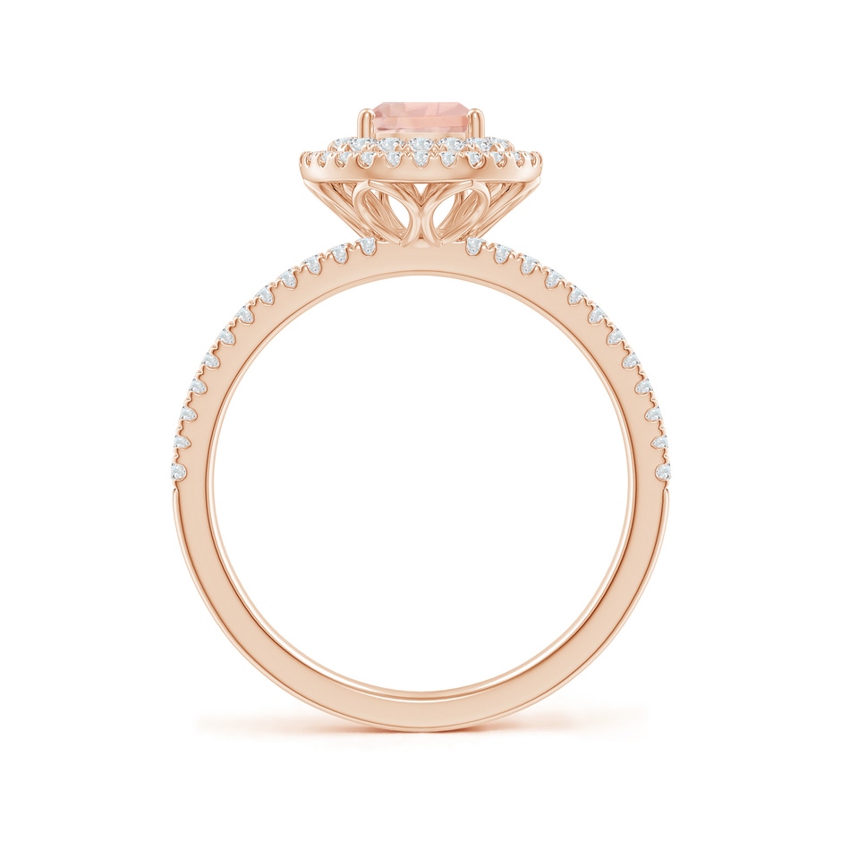 7x5mm AAA Split Shank Pear Morganite and Diamond Double Halo Ring in Rose Gold side-1