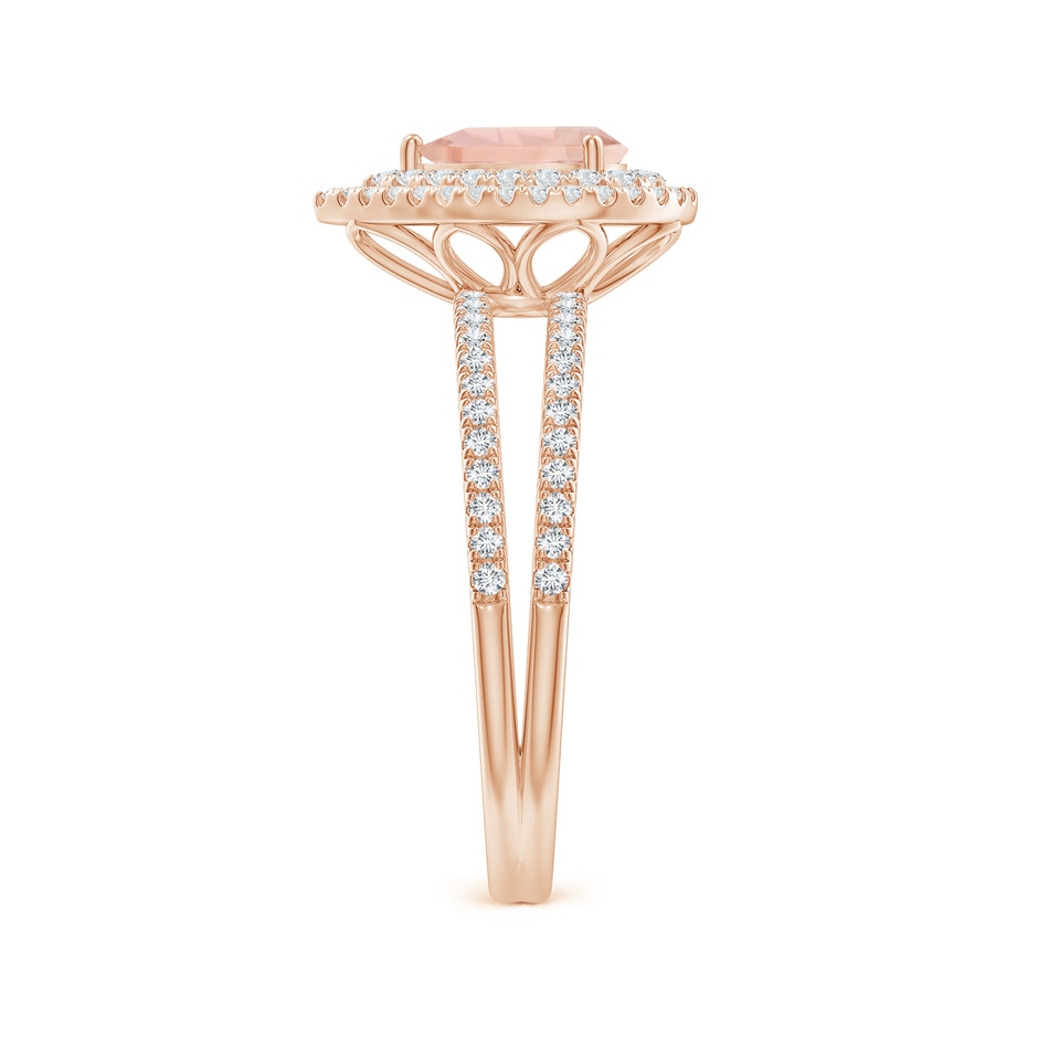 7x5mm AAA Split Shank Pear Morganite and Diamond Double Halo Ring in Rose Gold side-2