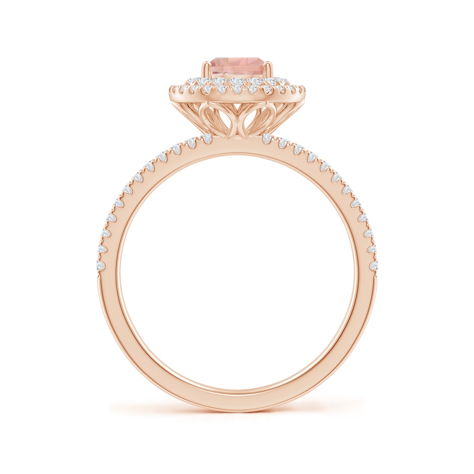7x5mm AAAA Split Shank Pear Morganite and Diamond Double Halo Ring in Rose Gold side-1