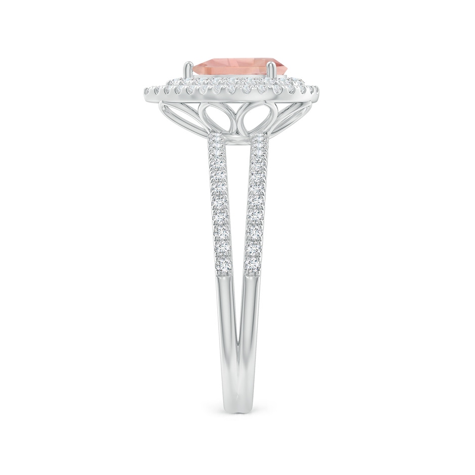 7x5mm AAAA Split Shank Pear Morganite and Diamond Double Halo Ring in White Gold side-2