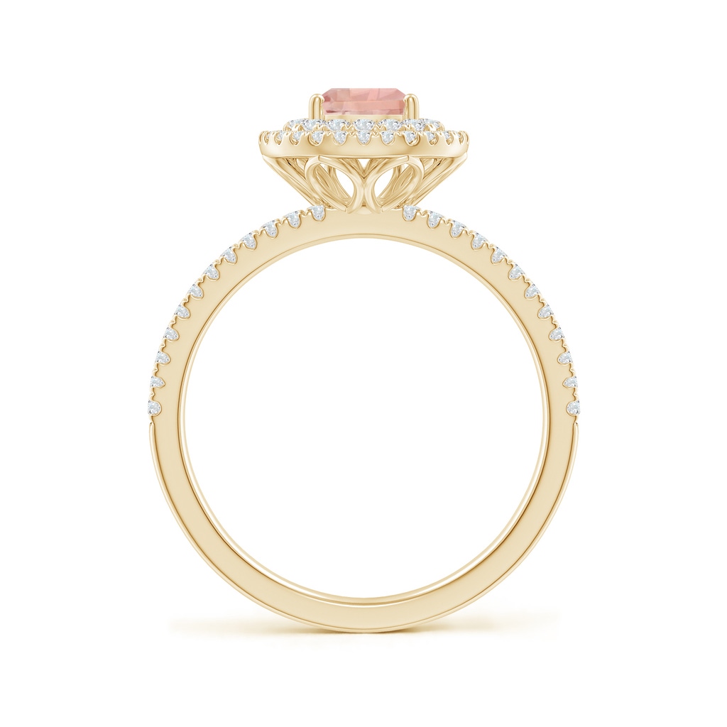 7x5mm AAAA Split Shank Pear Morganite and Diamond Double Halo Ring in Yellow Gold - side_1