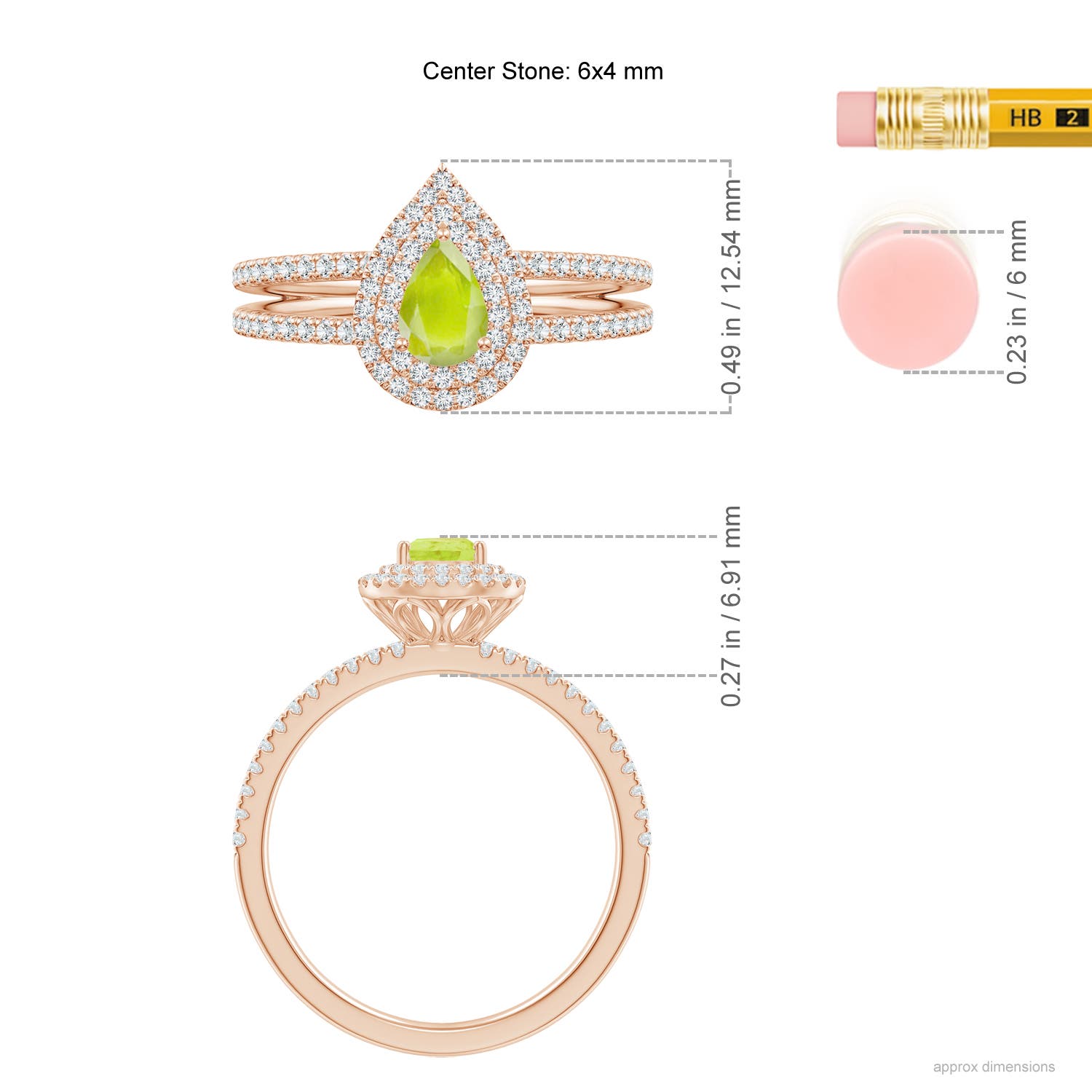 A - Peridot / 0.81 CT / 14 KT Rose Gold