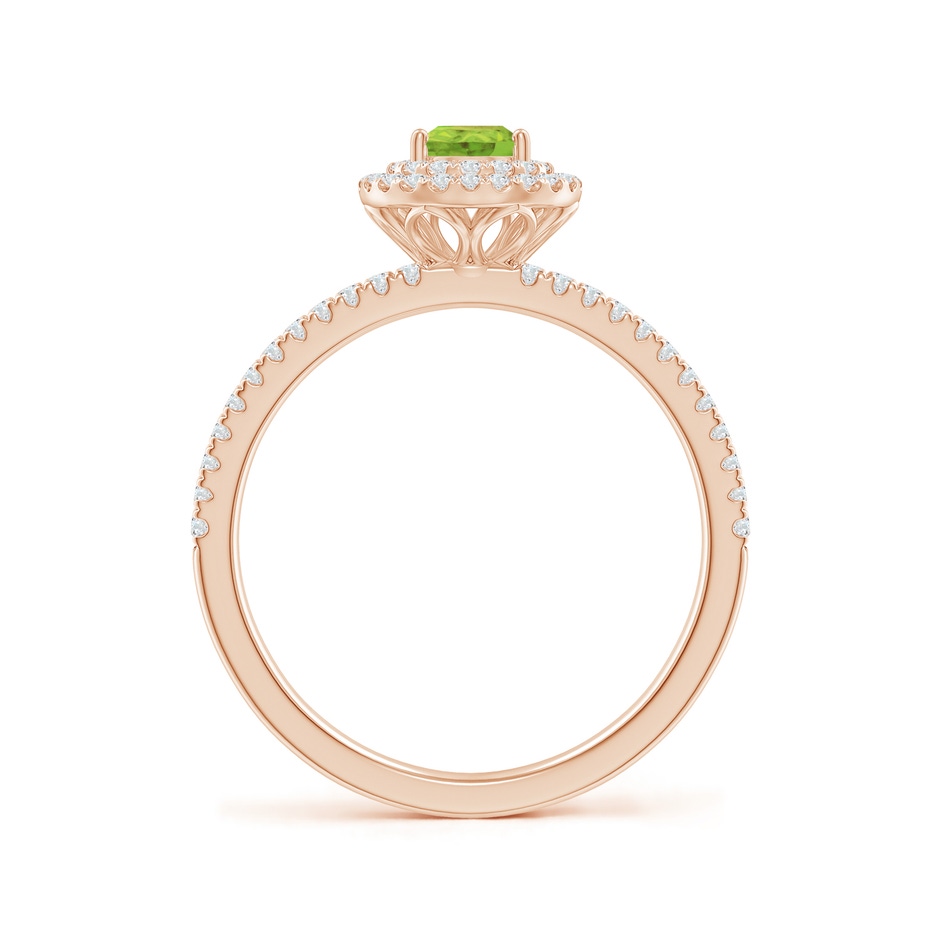 6x4mm AA Split Shank Pear Peridot and Diamond Double Halo Ring in Rose Gold side-1