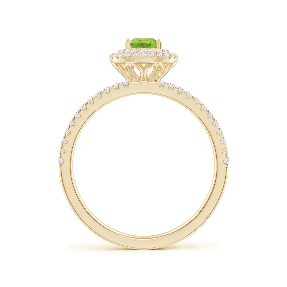 6x4mm AA Split Shank Pear Peridot and Diamond Double Halo Ring in Yellow Gold side-1