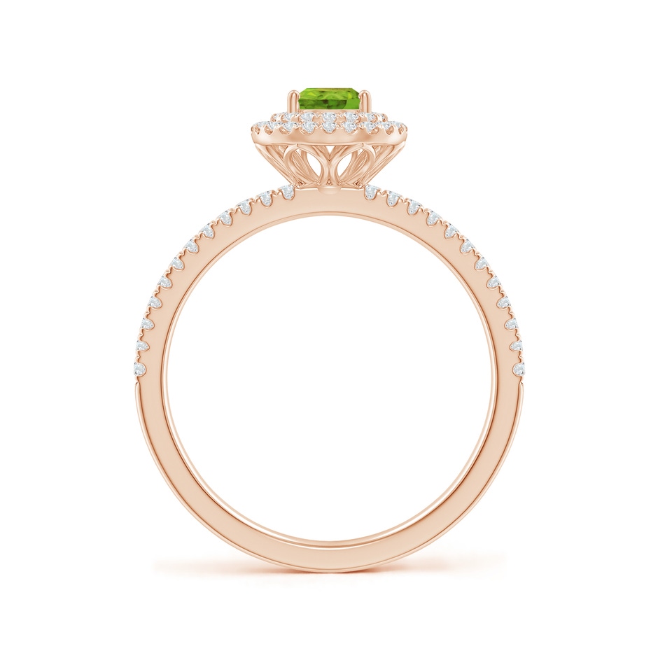 6x4mm AAA Split Shank Pear Peridot and Diamond Double Halo Ring in Rose Gold side-1