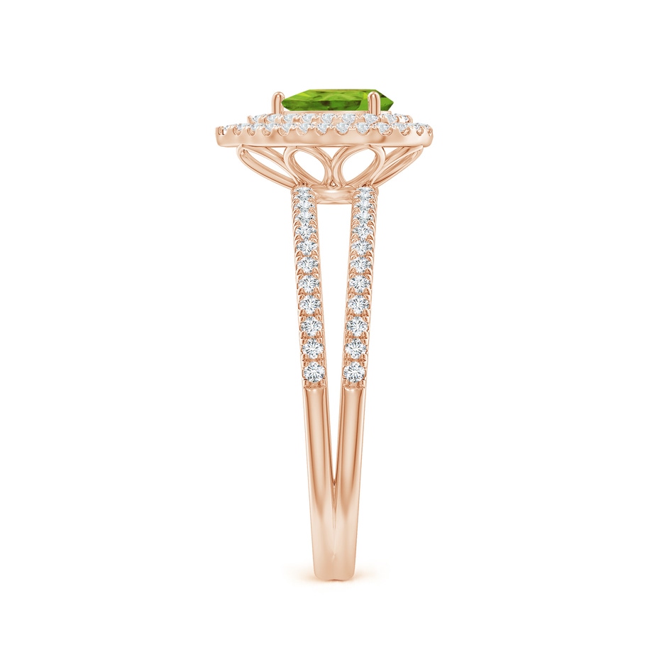 6x4mm AAA Split Shank Pear Peridot and Diamond Double Halo Ring in Rose Gold side-2
