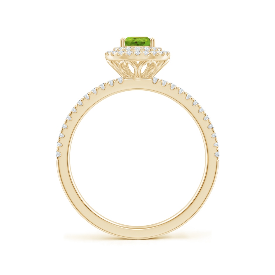 6x4mm AAA Split Shank Pear Peridot and Diamond Double Halo Ring in Yellow Gold side-1