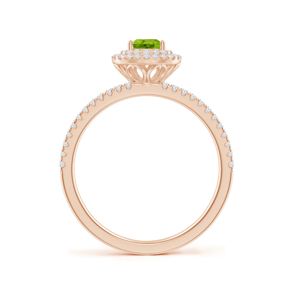 6x4mm AAAA Split Shank Pear Peridot and Diamond Double Halo Ring in Rose Gold side-1