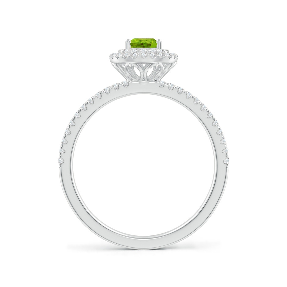 6x4mm AAAA Split Shank Pear Peridot and Diamond Double Halo Ring in White Gold side-1