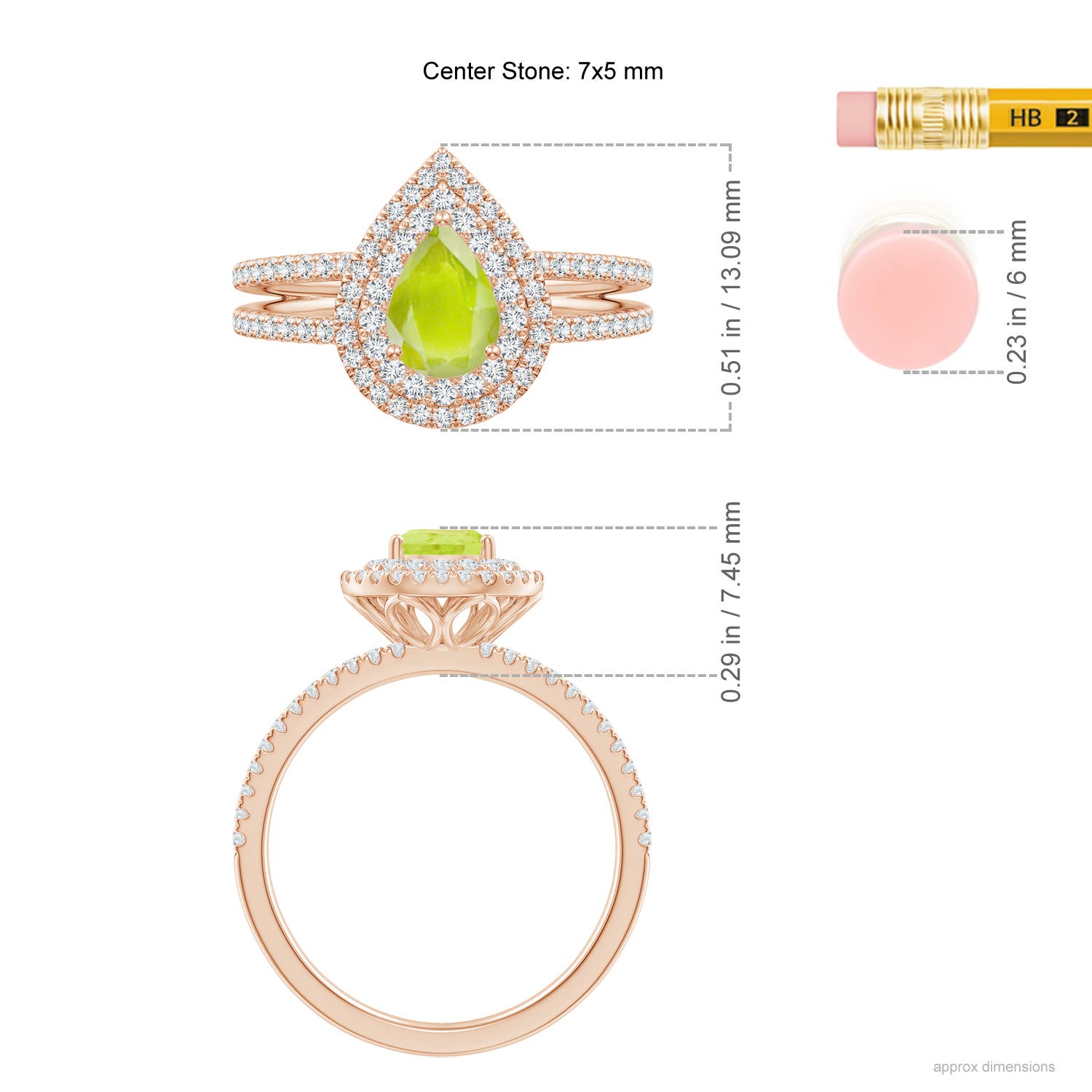 A - Peridot / 1.12 CT / 14 KT Rose Gold