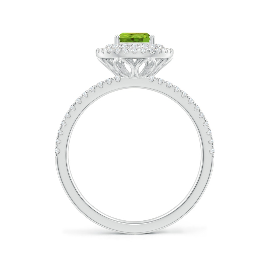 7x5mm AAA Split Shank Pear Peridot and Diamond Double Halo Ring in White Gold side-1