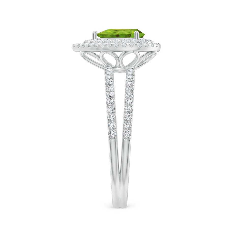 7x5mm AAA Split Shank Pear Peridot and Diamond Double Halo Ring in White Gold side-2