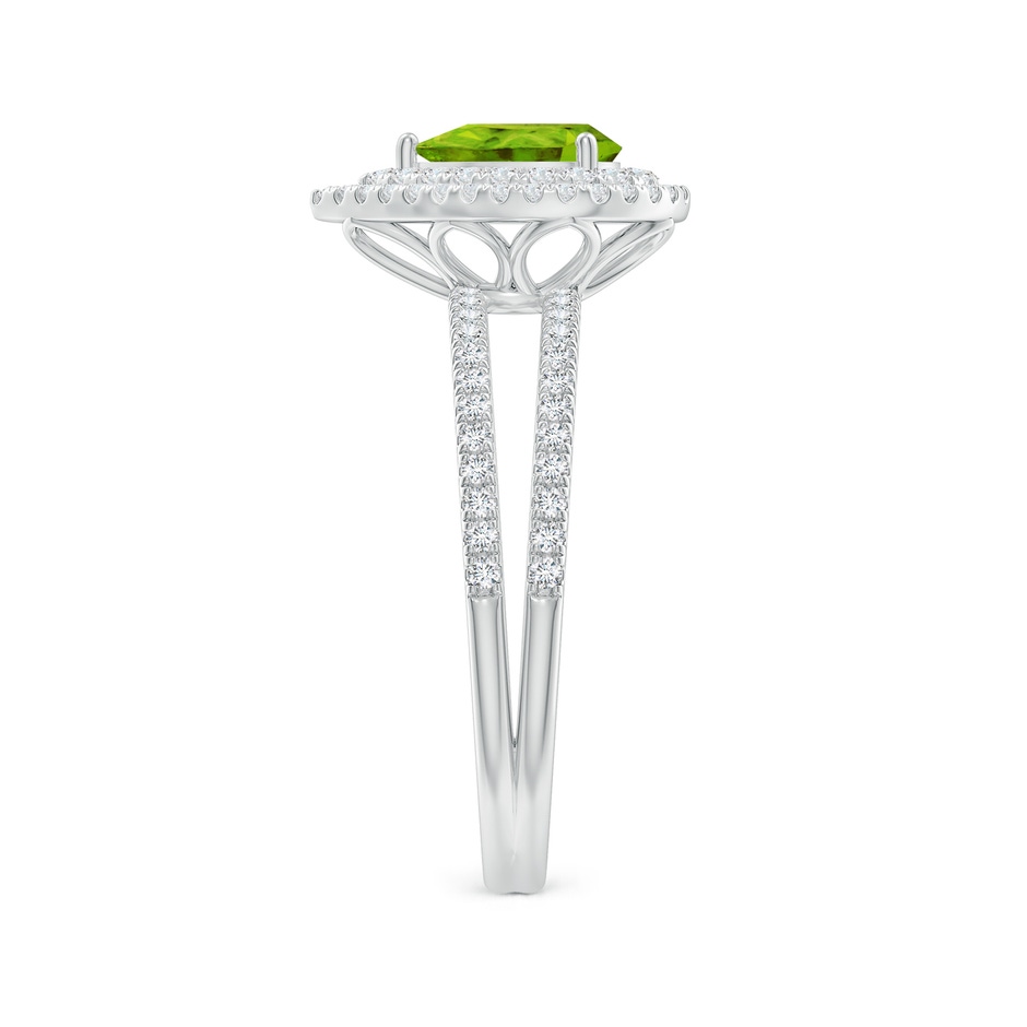 7x5mm AAAA Split Shank Pear Peridot and Diamond Double Halo Ring in P950 Platinum side-2