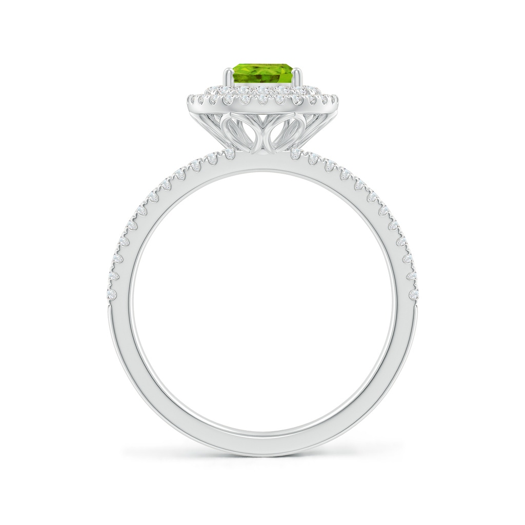 7x5mm AAAA Split Shank Pear Peridot and Diamond Double Halo Ring in White Gold Side-1
