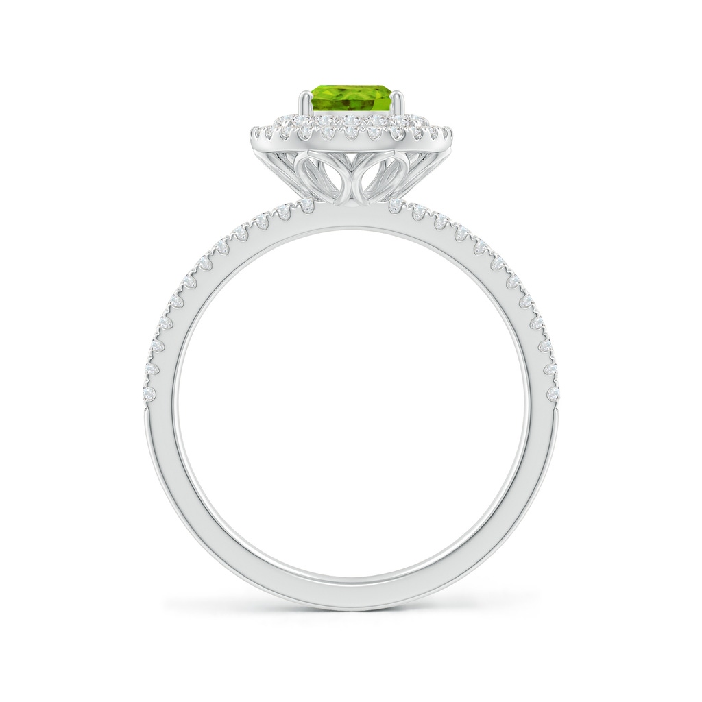 7x5mm AAAA Split Shank Pear Peridot and Diamond Double Halo Ring in White Gold - side_1