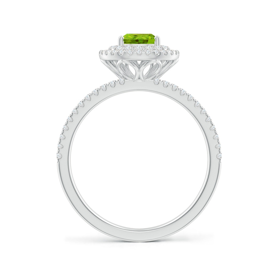 7x5mm AAAA Split Shank Pear Peridot and Diamond Double Halo Ring in White Gold side-1