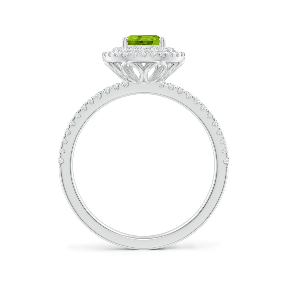 7x5mm AAAA Split Shank Pear Peridot and Diamond Double Halo Ring in White Gold Side-1