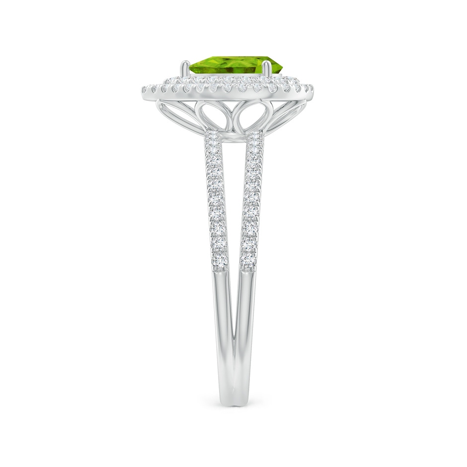 7x5mm AAAA Split Shank Pear Peridot and Diamond Double Halo Ring in White Gold side-2