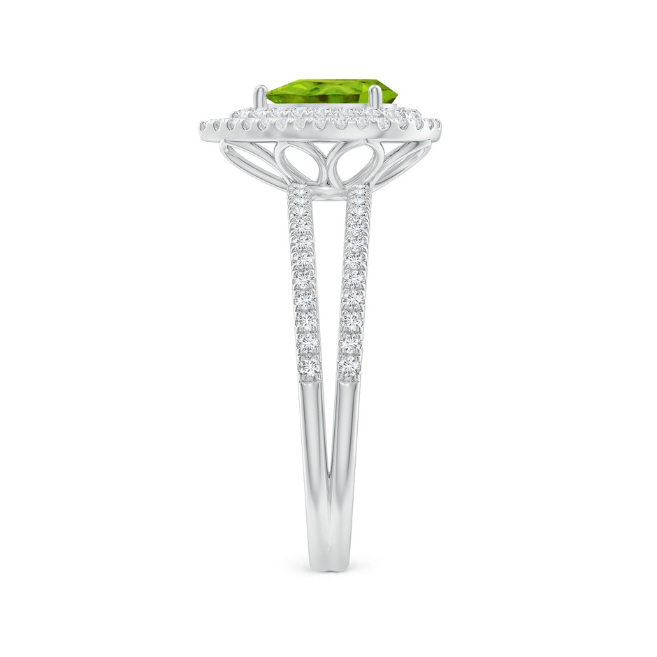 7x5mm AAAA Split Shank Pear Peridot and Diamond Double Halo Ring in White Gold Side-2