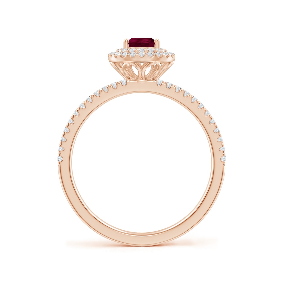 6x4mm A Split Shank Pear Ruby and Diamond Double Halo Ring in Rose Gold side-1